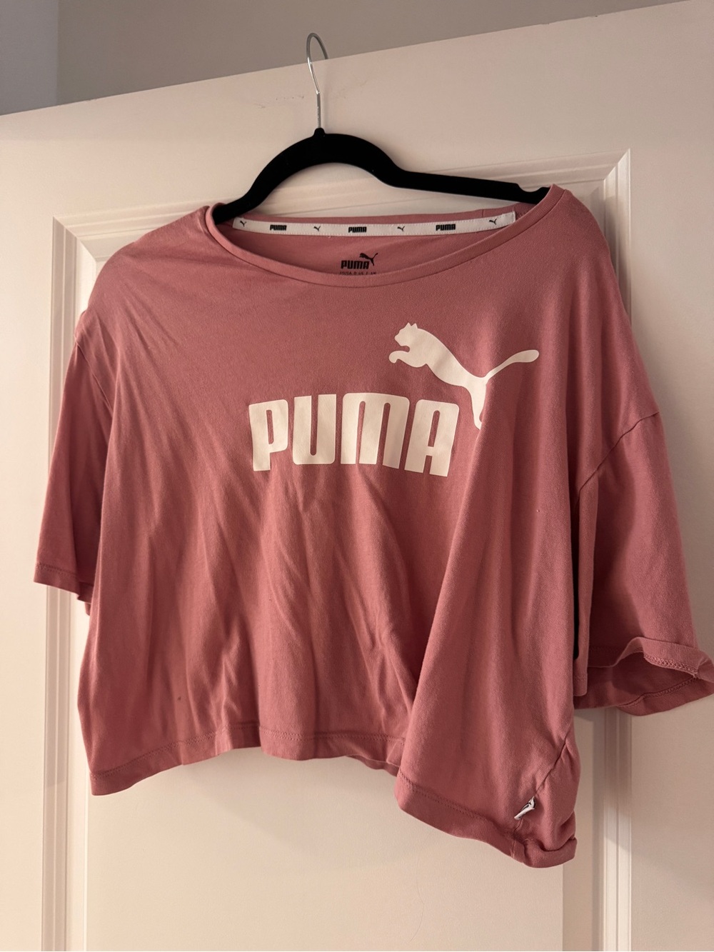 Puma Rose Pink Cropped Logo Tee